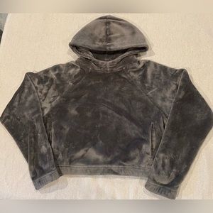 Faux fur pullover crop hoodie